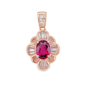T125 Vintage Garnet Flower Pendant – Luxury Gemstone Jewelry