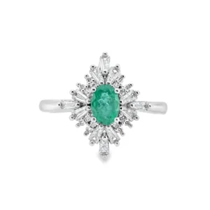 Emerald Halo Vintage Ring – T200 Natural Emerald Center Stone