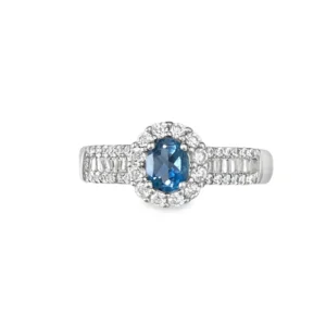 Elegant Blue Sapphire Halo Ring