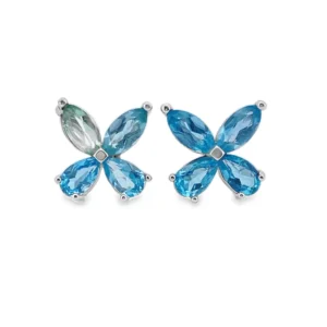 T367 Topaz Flower Earrings – Elegant Floral Gemstone Studs for Women