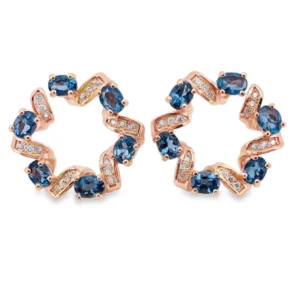 Blue Topaz Floral Circle Earrings | Elegant Gemstone Jewelry