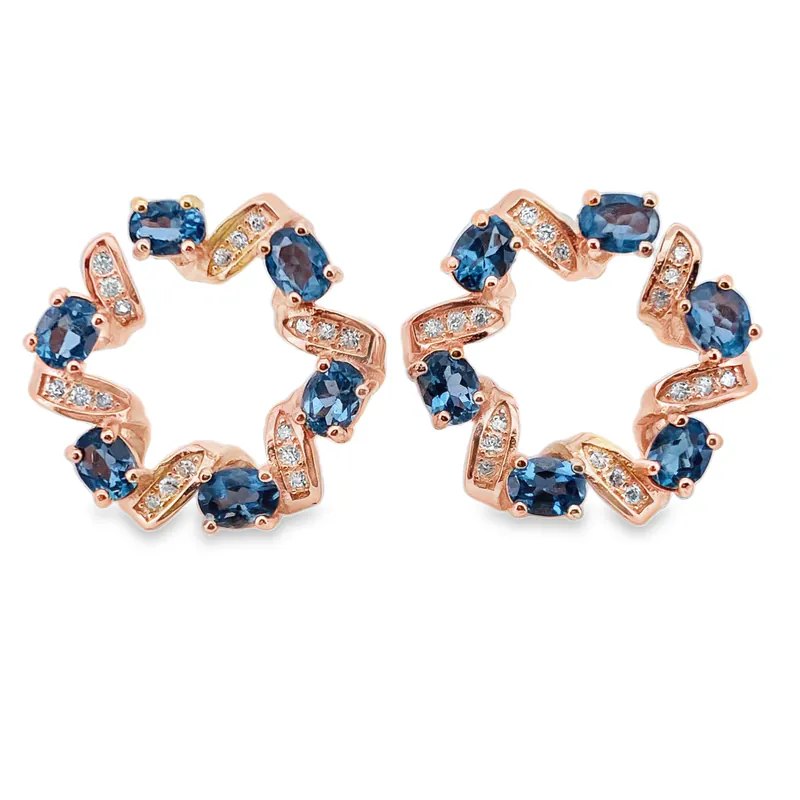 Blue Topaz Floral Circle Earrings | Elegant Gemstone Jewelry