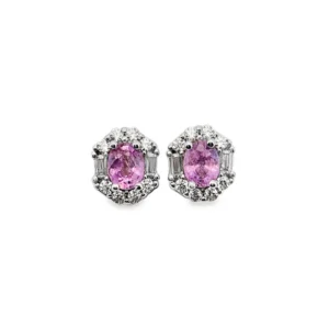 Pink Spinel Stud Earrings | Elegant Halo Gemstone Earrings | TZGems