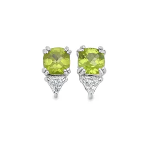 T380 Peridot Sparkling Stud Earrings