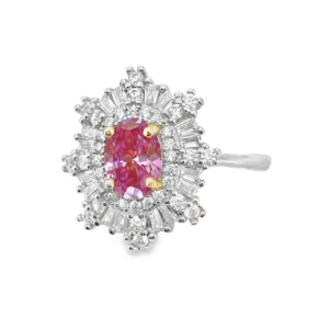 Pink Morganite Halo Ring | Elegant Oval Cut Morganite Engagement Ring | Luxury Sparkling Women’s Ring